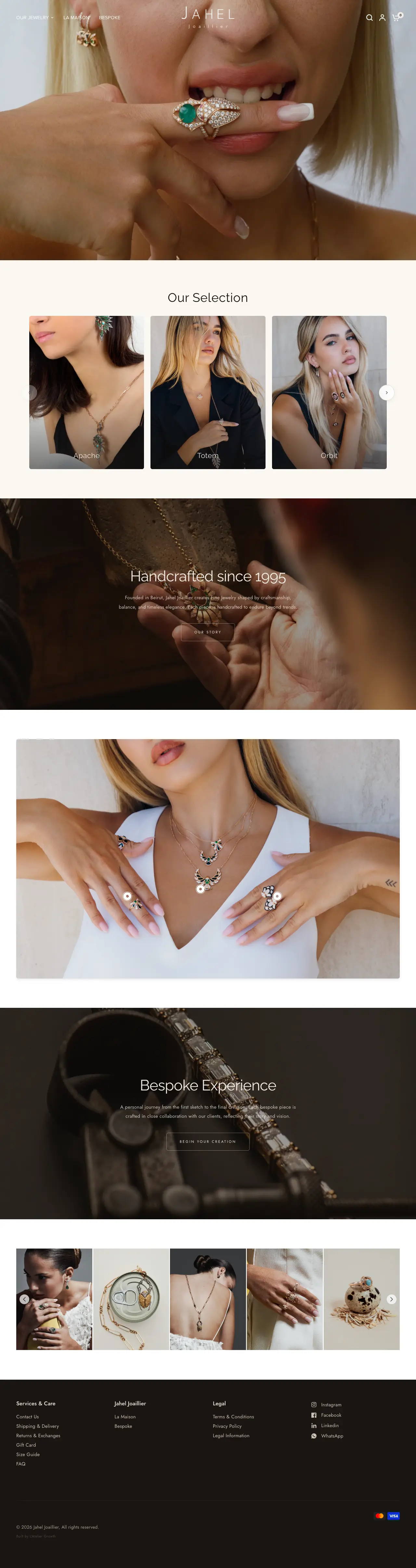 Jahel Joaillier online store, full homepage on desktop